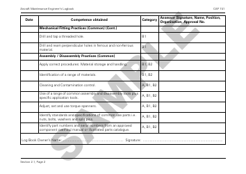 Form CAP741 Aircraft Maintenance Engineers Log Book - Sample - United Kingdom, Page 14