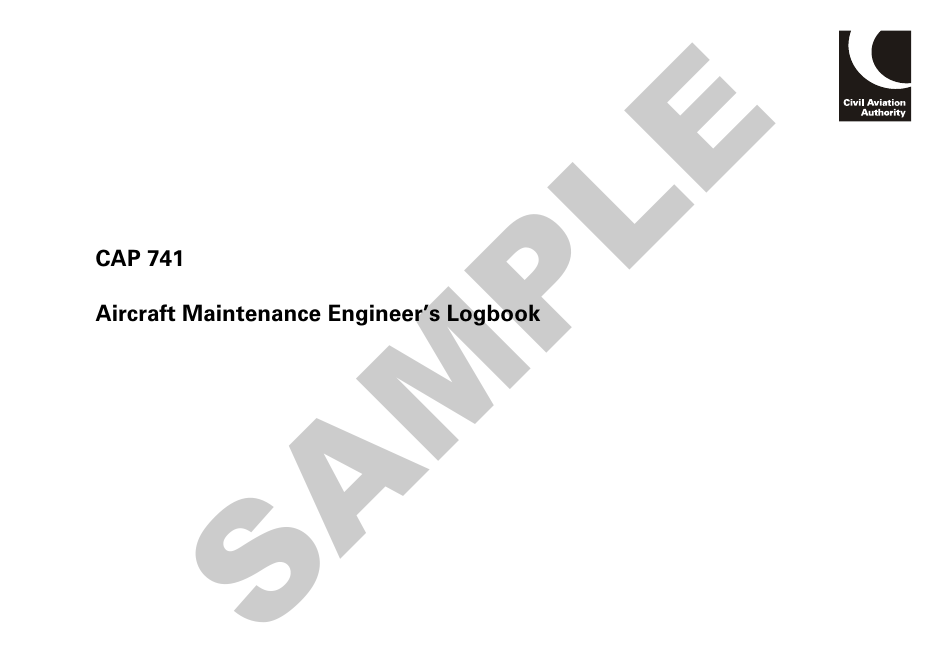 Form CAP741 Aircraft Maintenance Engineers Log Book - Sample - United Kingdom, Page 1