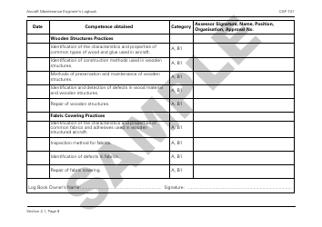 Form CAP741 Aircraft Maintenance Engineers Log Book - Sample - United Kingdom, Page 20