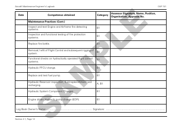 Form CAP741 Aircraft Maintenance Engineers Log Book - Sample - United Kingdom, Page 24