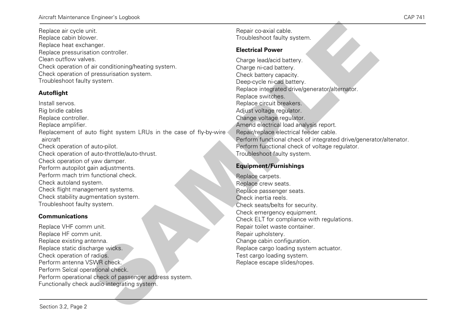 Form CAP741 Aircraft Maintenance Engineers Log Book - Sample - United Kingdom, Page 33
