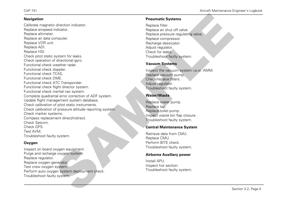 Form CAP741 Aircraft Maintenance Engineers Log Book - Sample - United Kingdom, Page 36