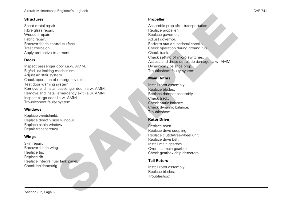 Form CAP741 Aircraft Maintenance Engineers Log Book - Sample - United Kingdom, Page 37