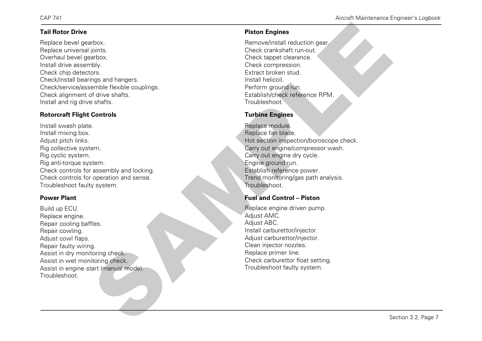 Form CAP741 Aircraft Maintenance Engineers Log Book - Sample - United Kingdom, Page 38