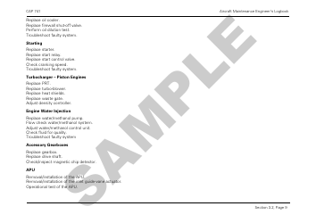Form CAP741 Aircraft Maintenance Engineers Log Book - Sample - United Kingdom, Page 40