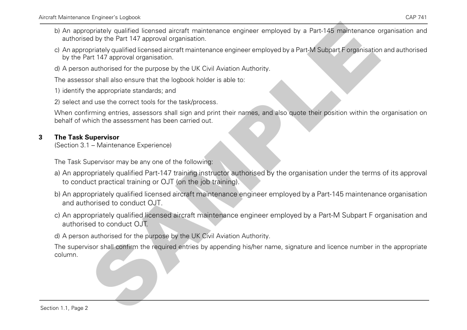 Form CAP741 Aircraft Maintenance Engineers Log Book - Sample - United Kingdom, Page 6