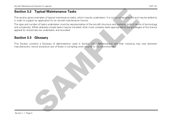 Form CAP741 Aircraft Maintenance Engineers Log Book - Sample - United Kingdom, Page 8