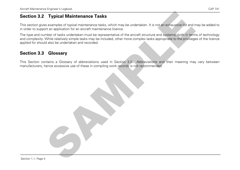 Form CAP741 Aircraft Maintenance Engineers Log Book - Sample - United Kingdom, Page 8