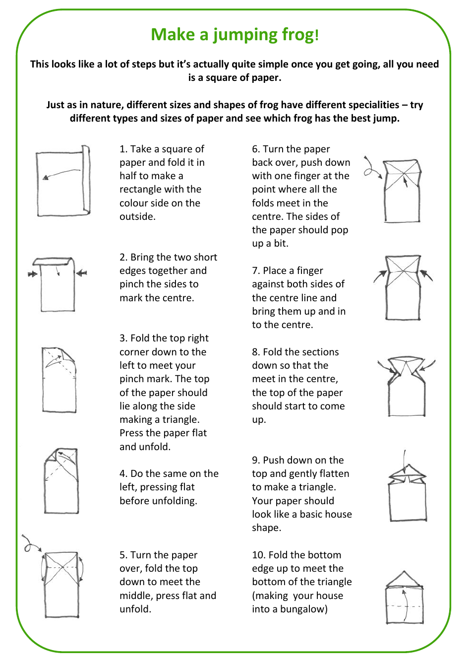 Origami Jumping Frog Guide Download Printable PDF Templateroller
