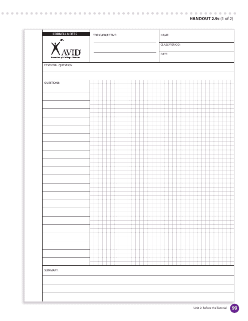 Cornell Notes System Sheet