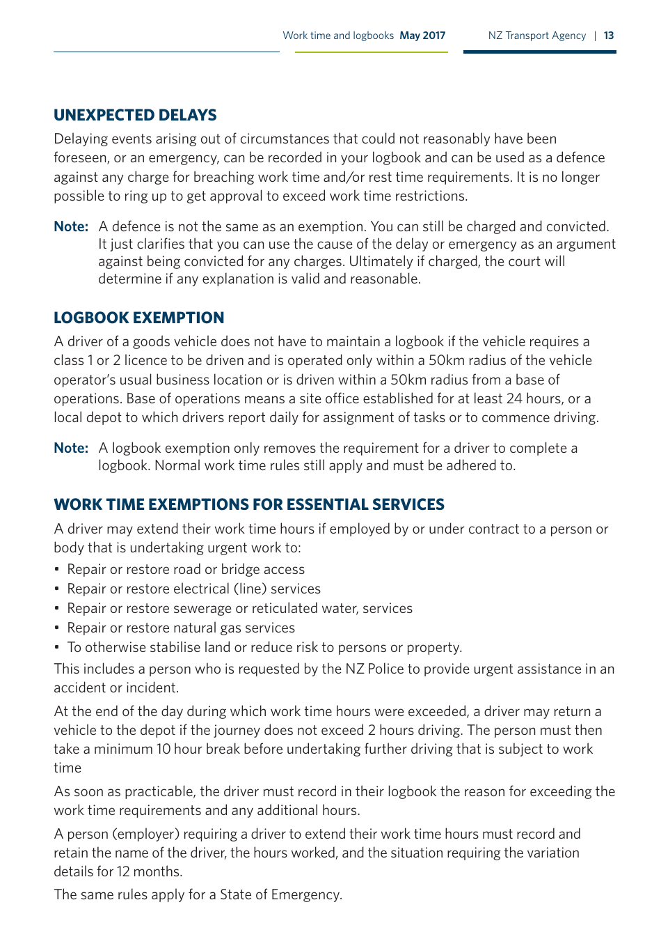 Work Time and Logbooks Guide - New Zealand, Page 13