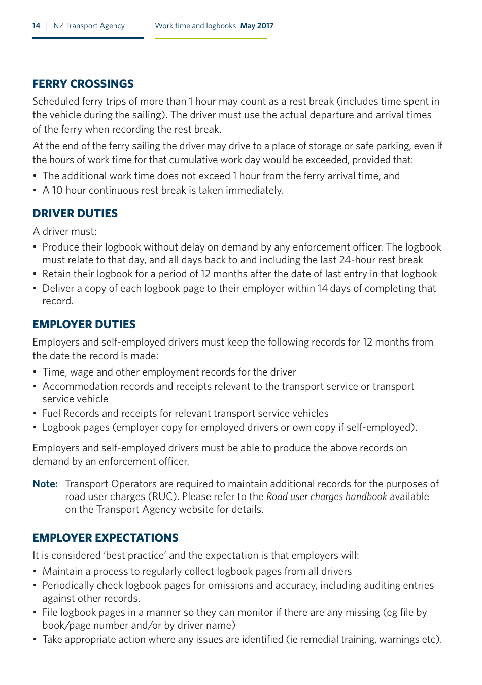 Work Time and Logbooks Guide - New Zealand, Page 14