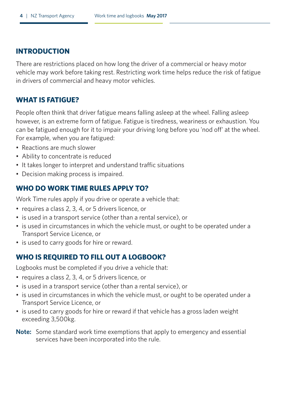 Work Time and Logbooks Guide - New Zealand, Page 4