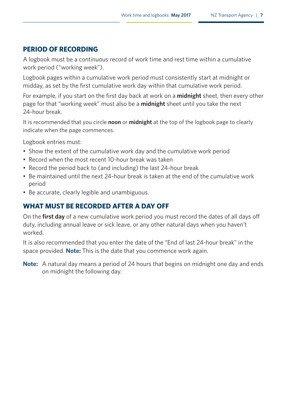 Work Time and Logbooks Guide - New Zealand, Page 7