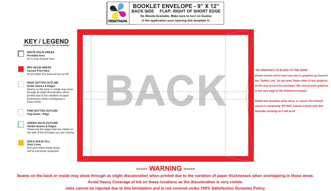 9" X 12" Booklet Envelope Template - Preview Image