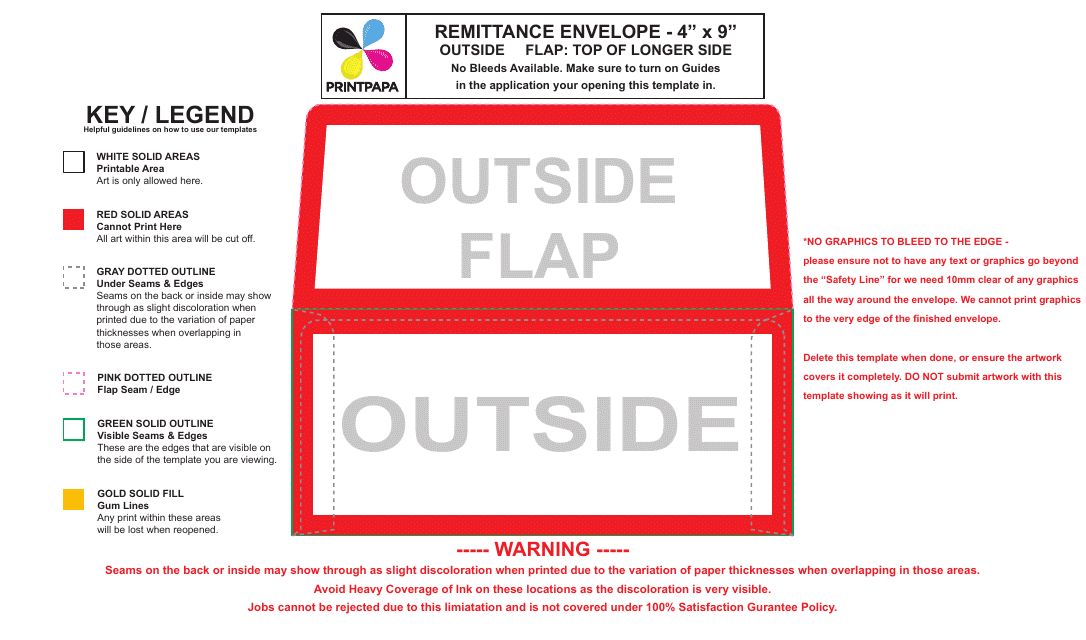 4" X 9" Remittance Envelope Template