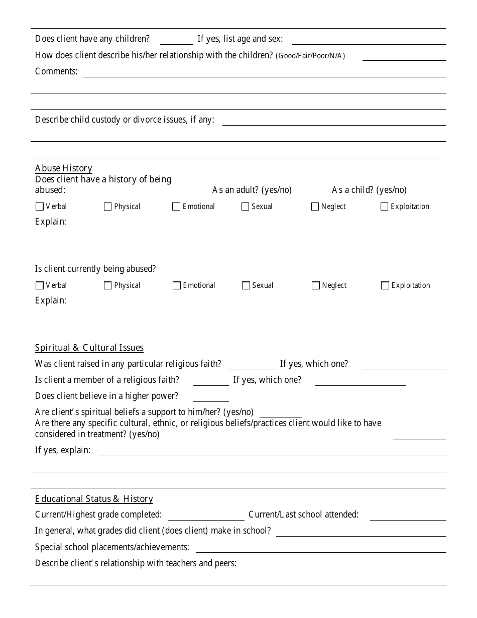 Psychosocial Assessment Template - Fill Out, Sign Online and Download ...