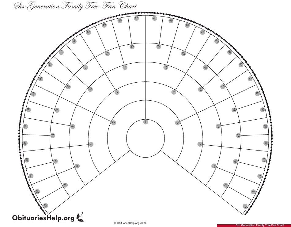 Six Generation Family Tree Fan Chart Template Preview Image
