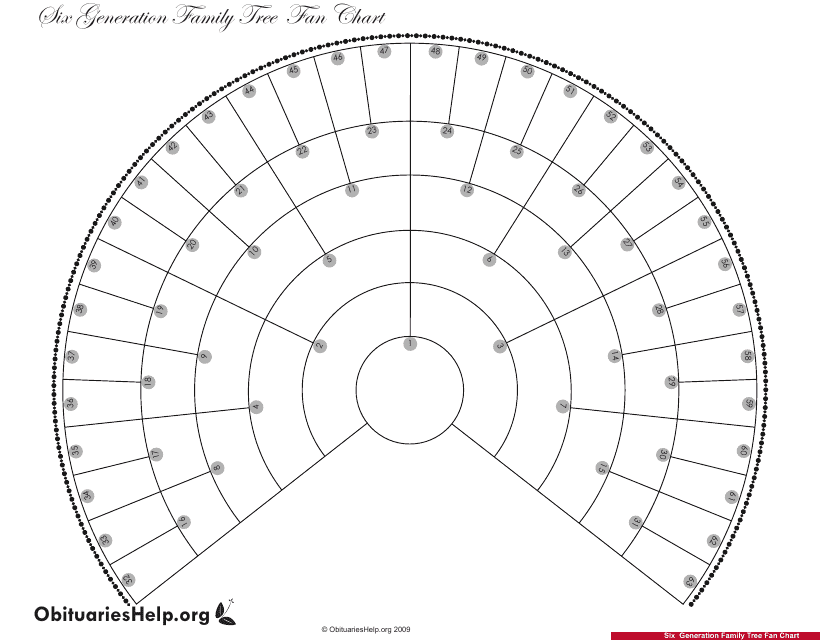 Six Generation Family Tree Fan Chart Template Preview Image