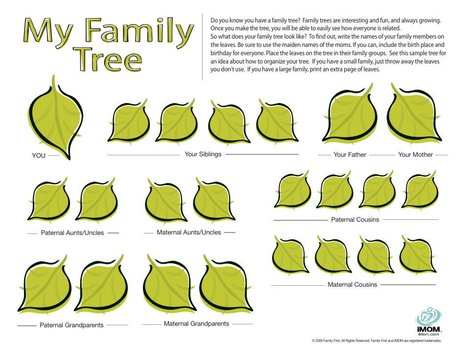Family Tree Template with Leaf Design