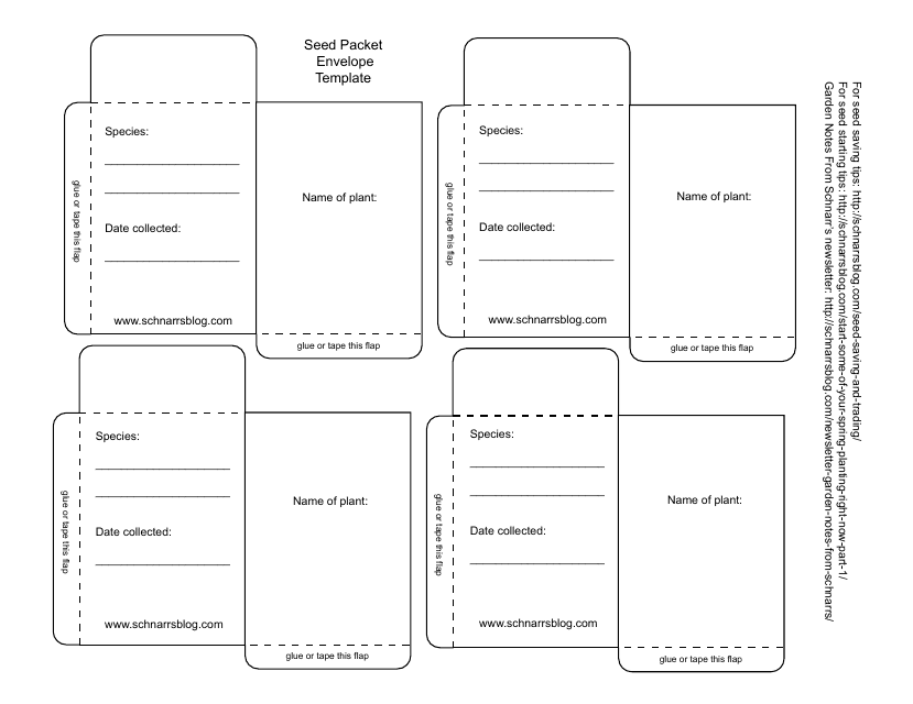 Seed Packet Envelope Template - A useful and functional mustard-yellow envelope design for arranging and storing gardening seeds.