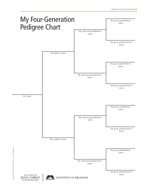 Four-Generation Pedigree Chart Template - Editable and Printable