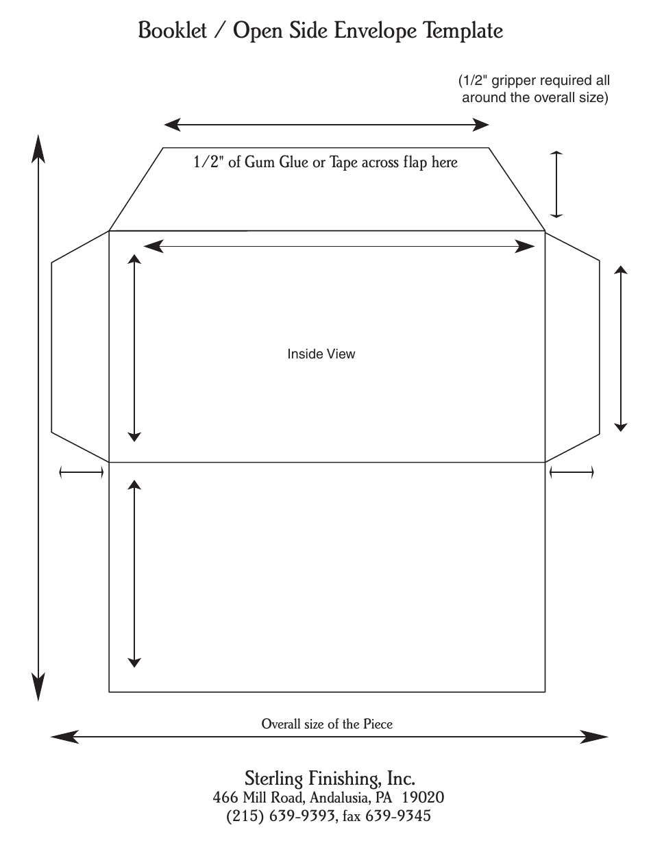 Booklet / Open Side Envelope Template, Page 1