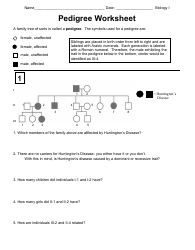 Document preview: Pedigree Worksheet Template