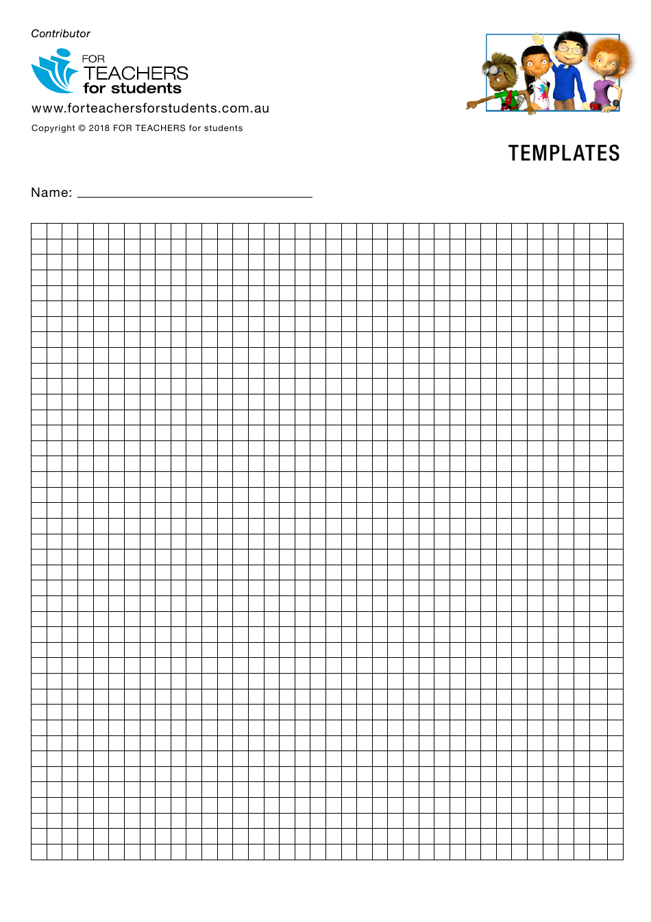 1 / 4 Inch Grid Paper Template - for Teachers for Students, Page 1