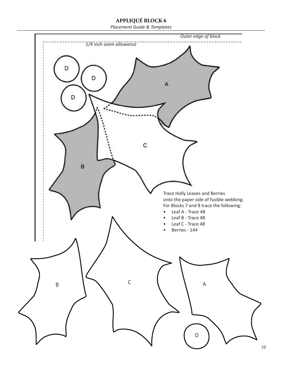 Holiday Memories Quilt Pattern Templates, Page 10