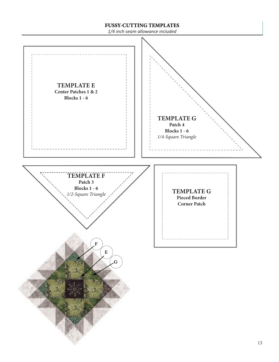 Holiday Memories Quilt Pattern Templates, Page 13