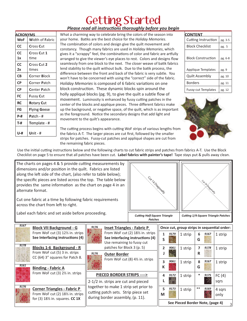 Holiday Memories Quilt Pattern Templates, Page 3