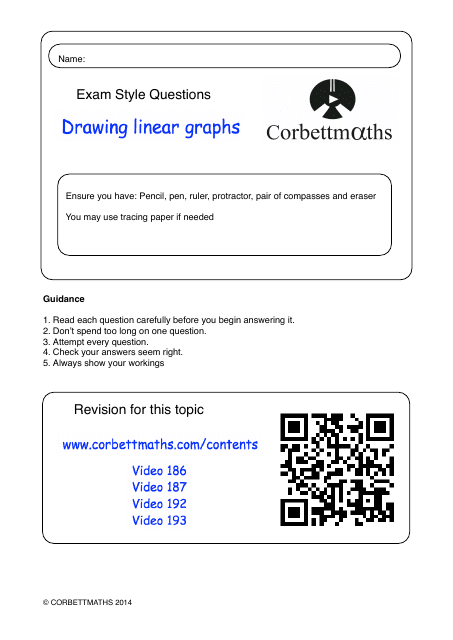 Math Exam Questions: Drawing Linear Graphs - Corbettmaths