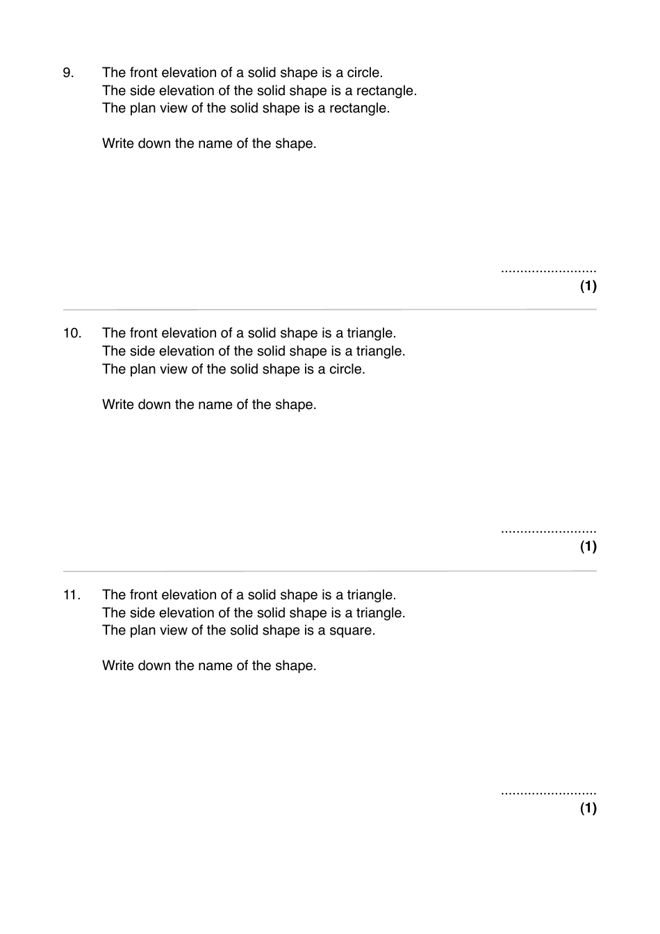 Math Exam Questions: Views and Elevations, Page 10