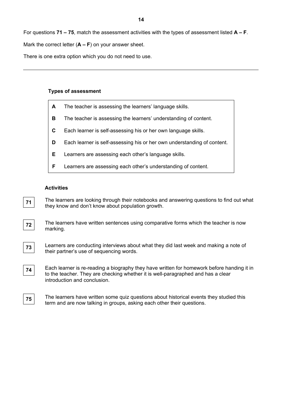 University of Cambridge Esol Examinations: English for Speakers of Other Languages - Teaching Knowledge Test, Page 14