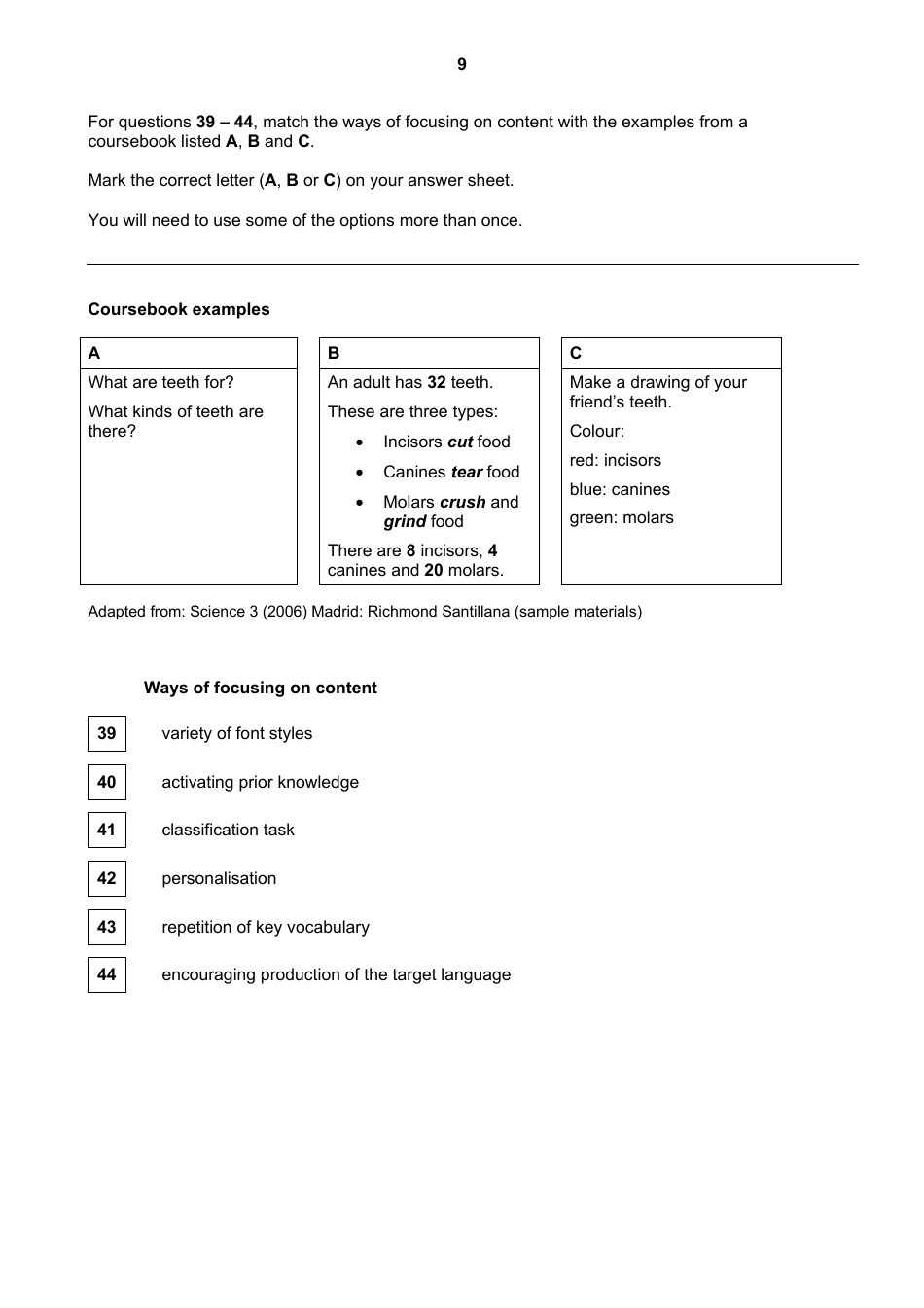 University of Cambridge Esol Examinations: English for Speakers of Other Languages - Teaching Knowledge Test, Page 9