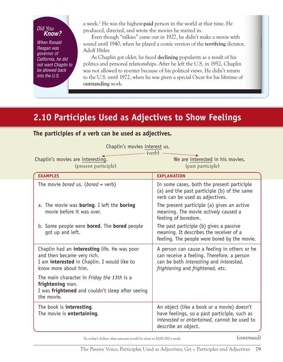 English Grammar Lesson: the Passive Voice; Participles Used as Adjectives; Get + Participles and Adjectives, Page 21