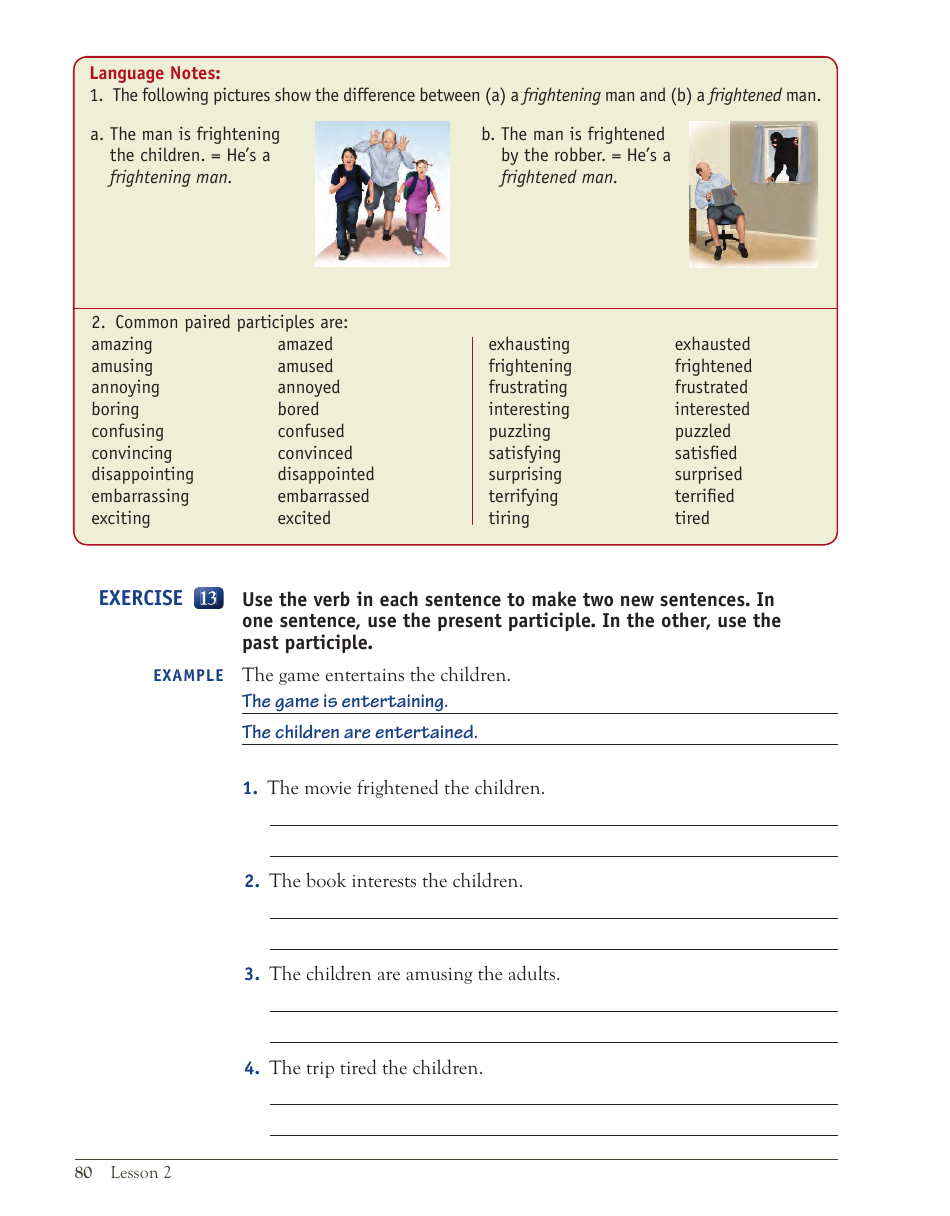 English Grammar Lesson: the Passive Voice; Participles Used as Adjectives; Get + Participles and Adjectives, Page 22