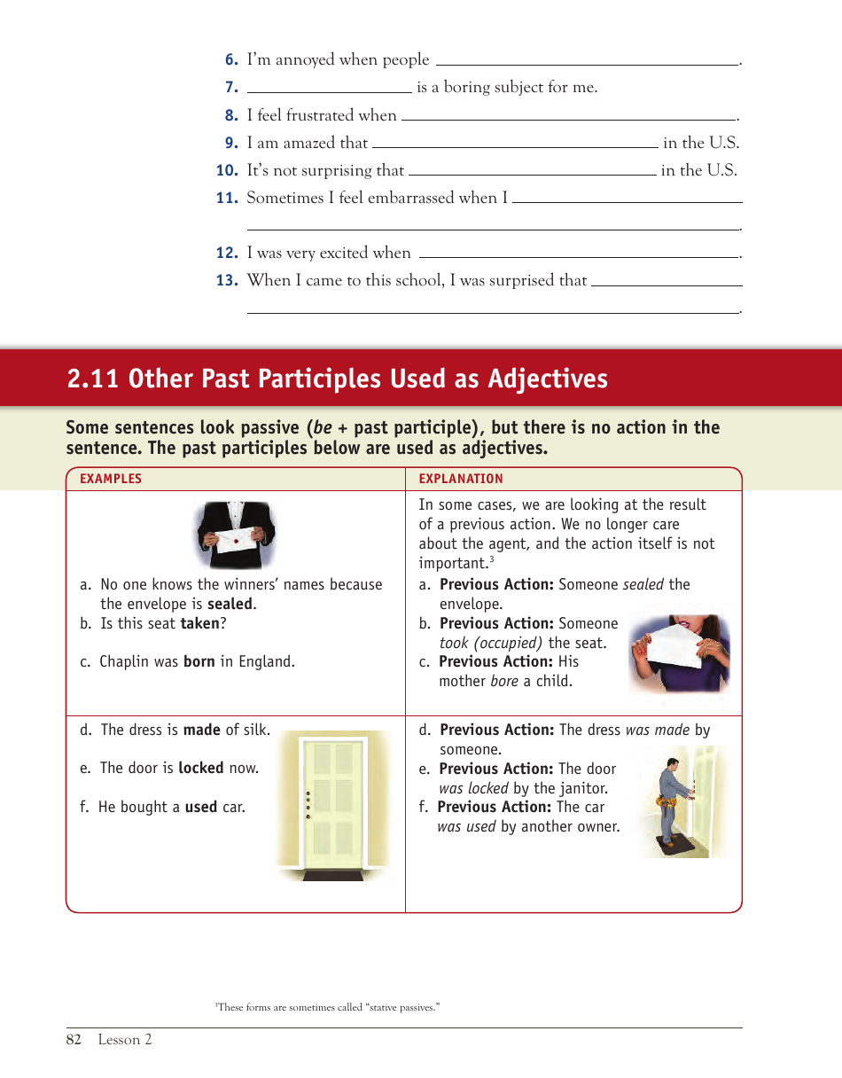 English Grammar Lesson: the Passive Voice; Participles Used as Adjectives; Get + Participles and Adjectives, Page 24