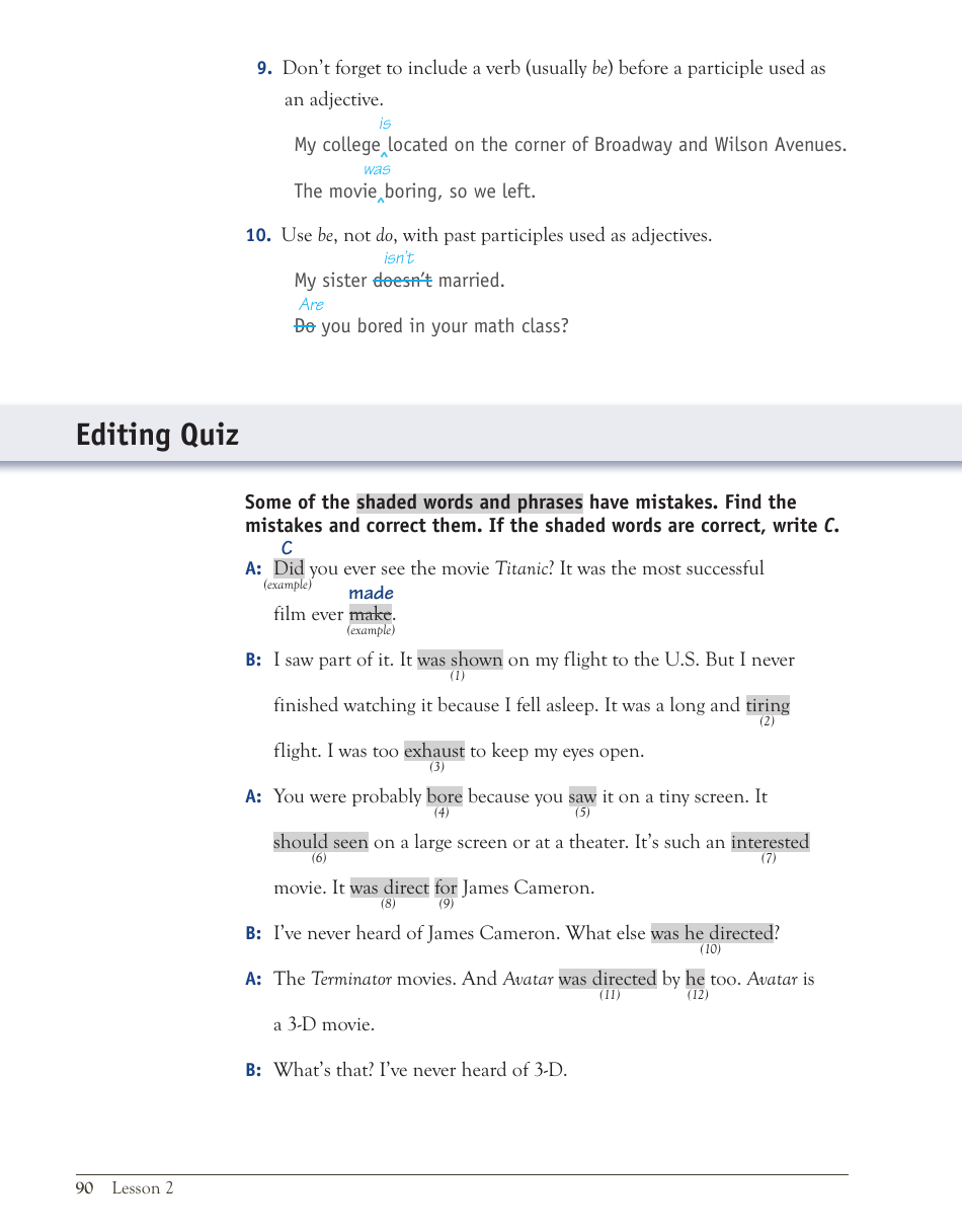 English Grammar Lesson: the Passive Voice; Participles Used as Adjectives; Get + Participles and Adjectives, Page 32