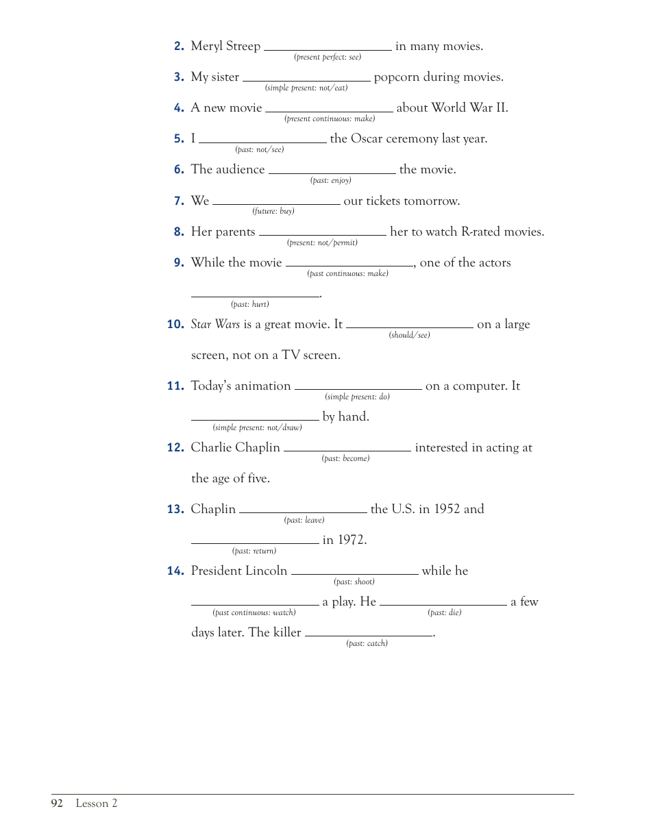 English Grammar Lesson: the Passive Voice; Participles Used as Adjectives; Get + Participles and Adjectives, Page 34