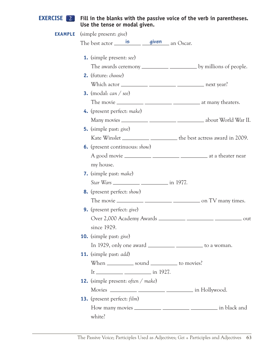 English Grammar Lesson: the Passive Voice; Participles Used as Adjectives; Get + Participles and Adjectives, Page 5