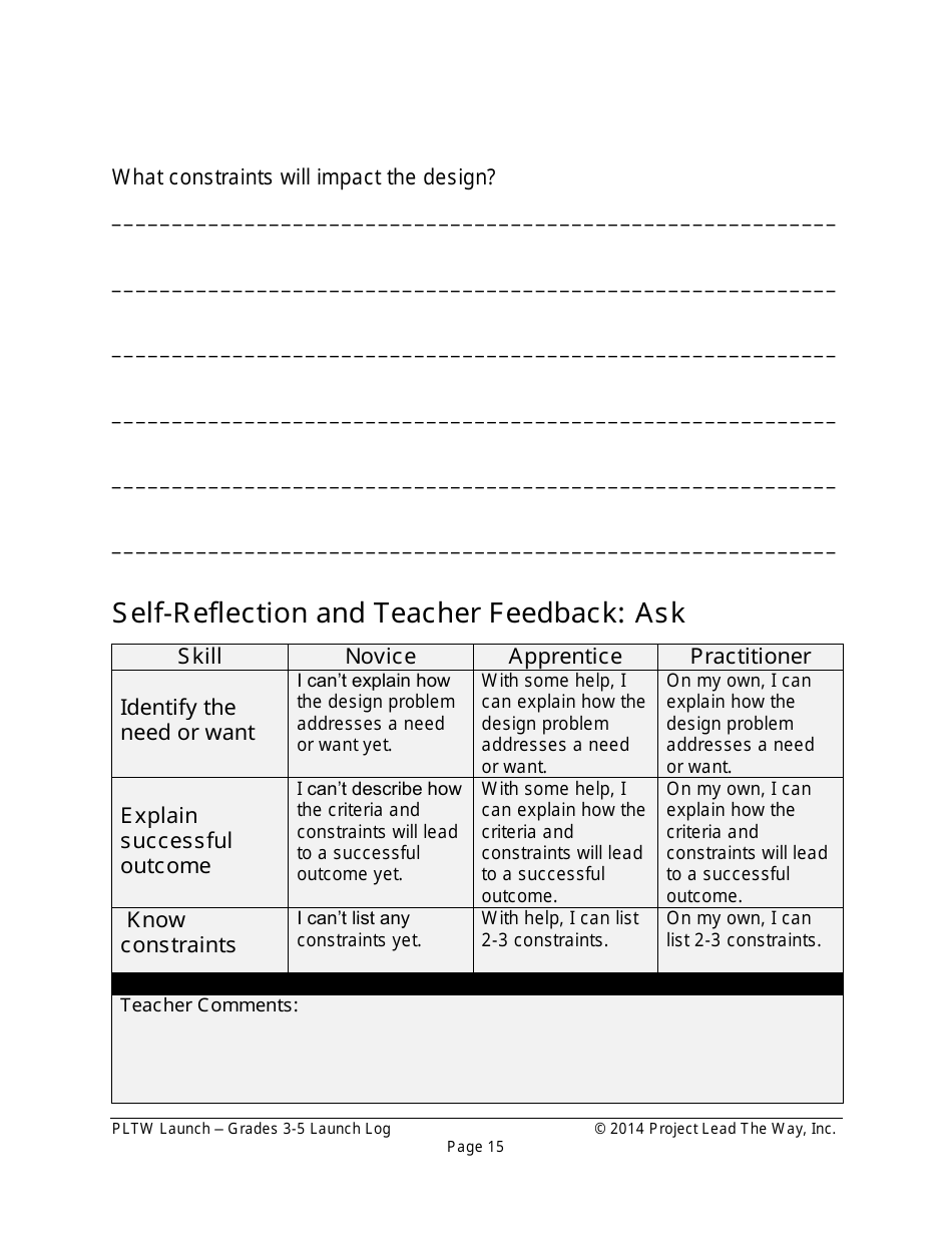 Pltw Launch - Grades 3-5 Launch Log, Page 19