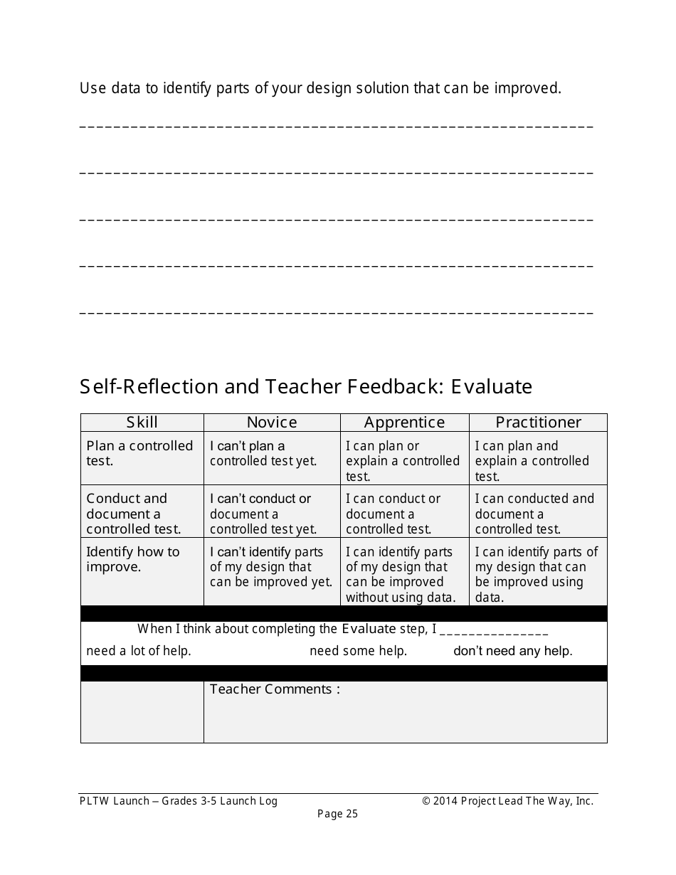 Pltw Launch - Grades 3-5 Launch Log, Page 29