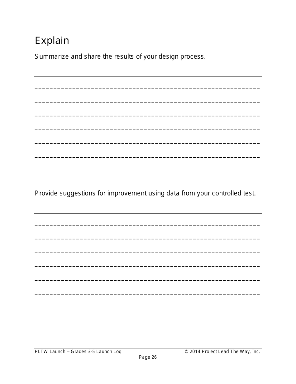 Pltw Launch - Grades 3-5 Launch Log, Page 30