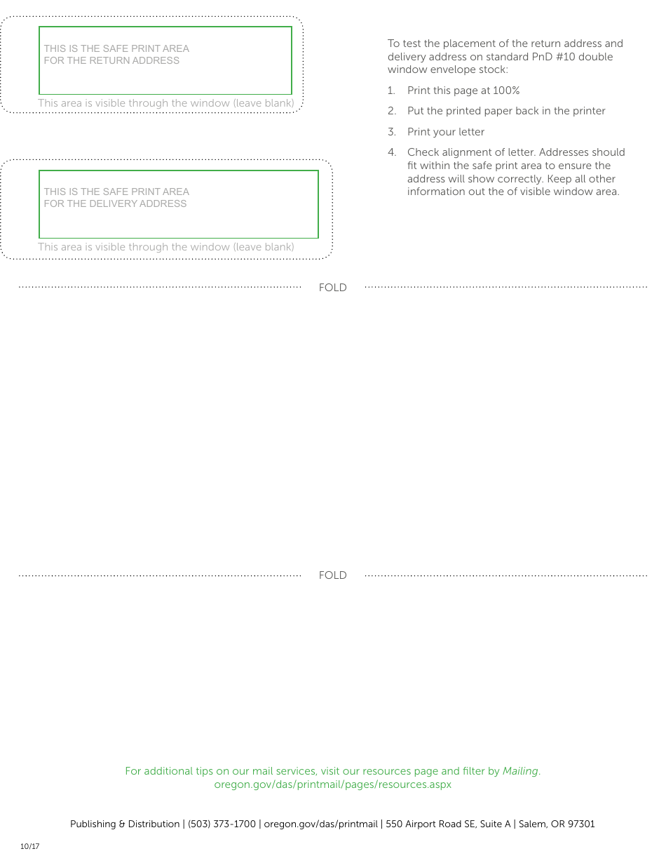 Double Window Envelope Template - Oregon, Page 1