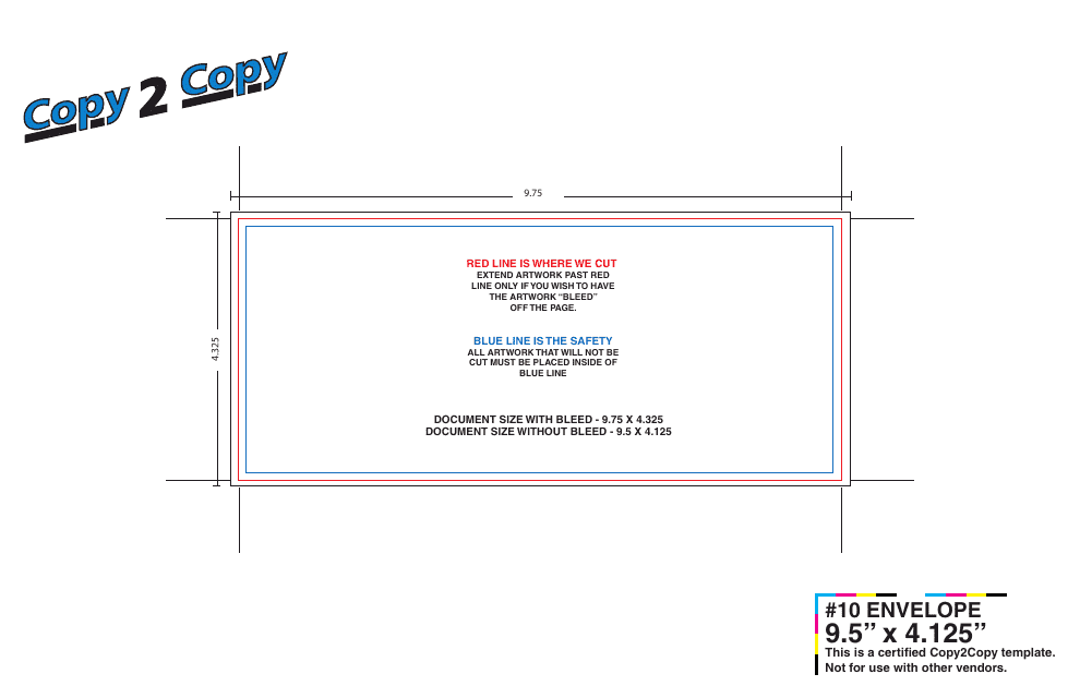 9.5" X 4.125" Envelope Template - A customizable envelope template in the size of 9.5 inches by 4.125 inches.