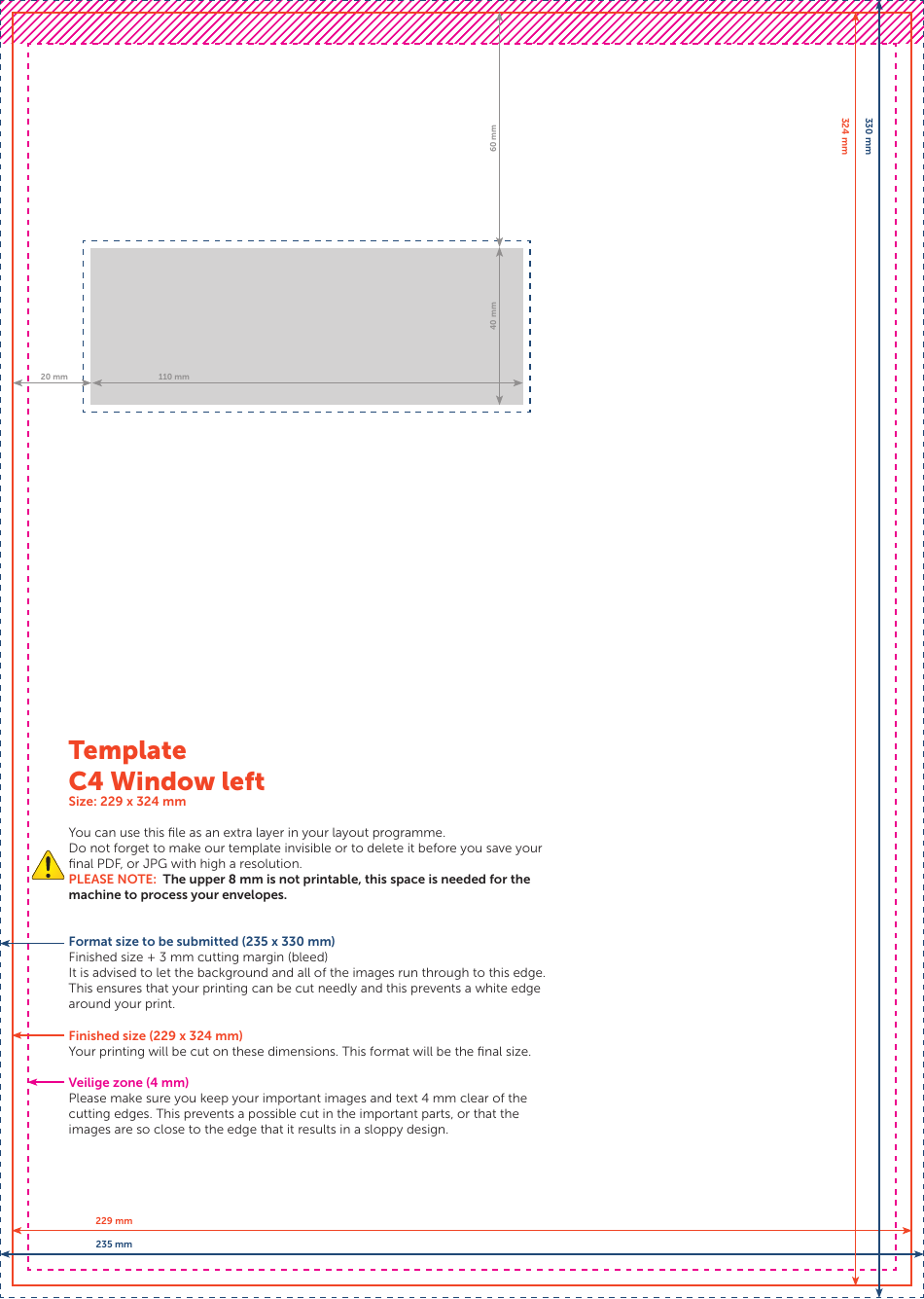 C4 Window Left Envelope Template