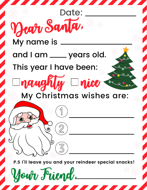 Letter to Santa Template - Varicolored
