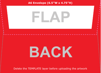 Document preview: A6 Envelope Template - Back